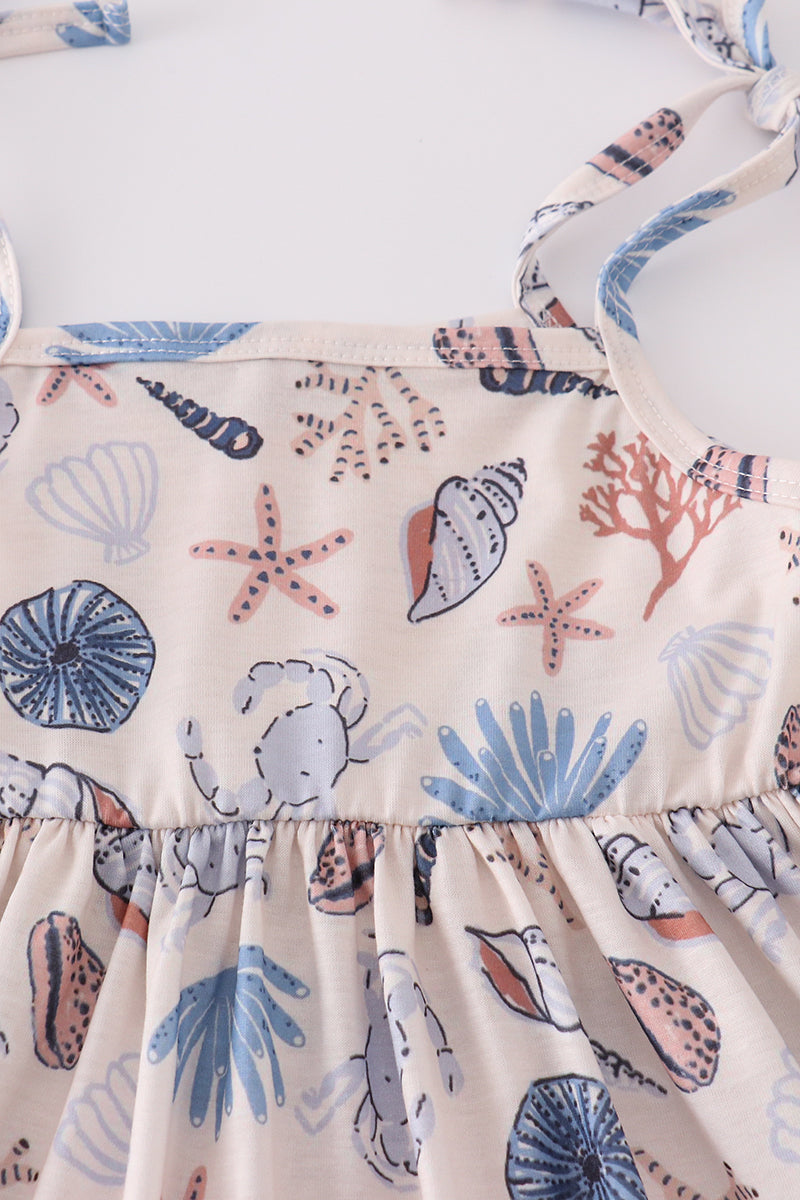 Blue ocean breeze shells print mom&me dress - Aaria Tees Aaria Tees