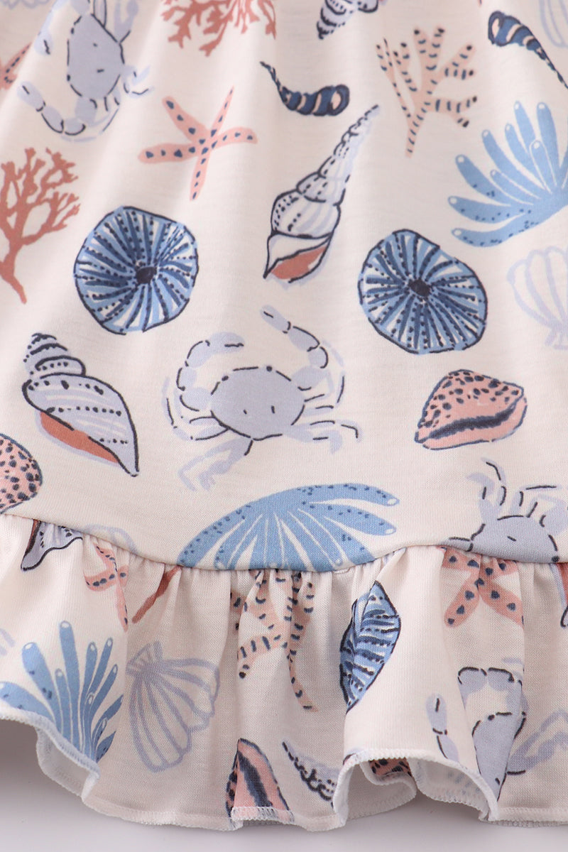 Blue ocean breeze shells print mom&me dress - Aaria Tees Aaria Tees
