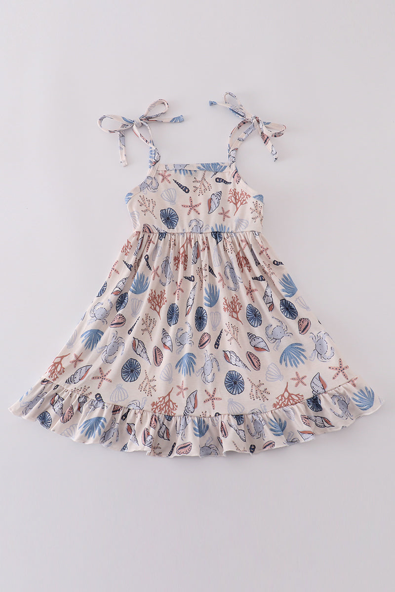 Blue ocean breeze shells print mom&me dress - Aaria Tees Aaria Tees