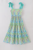 Ocean bloom print mom tiered dress - Aaria Tees Aaria Tees