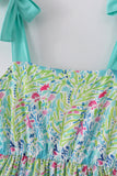 Ocean bloom print mom tiered dress - Aaria Tees Aaria Tees