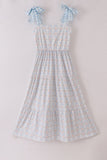 Plaid floral bow print mom tiered dress - Aaria Tees Aaria Tees