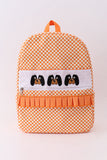 Orange Tennessee embroidery checkered ruffle backpack - Aaria Tees Aaria Tees