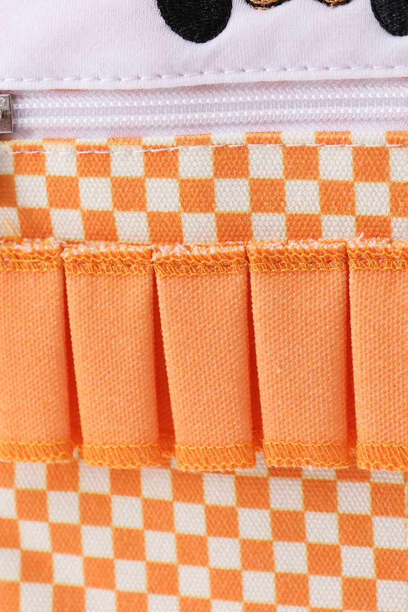 Orange Tennessee embroidery checkered ruffle backpack - Aaria Tees Aaria Tees