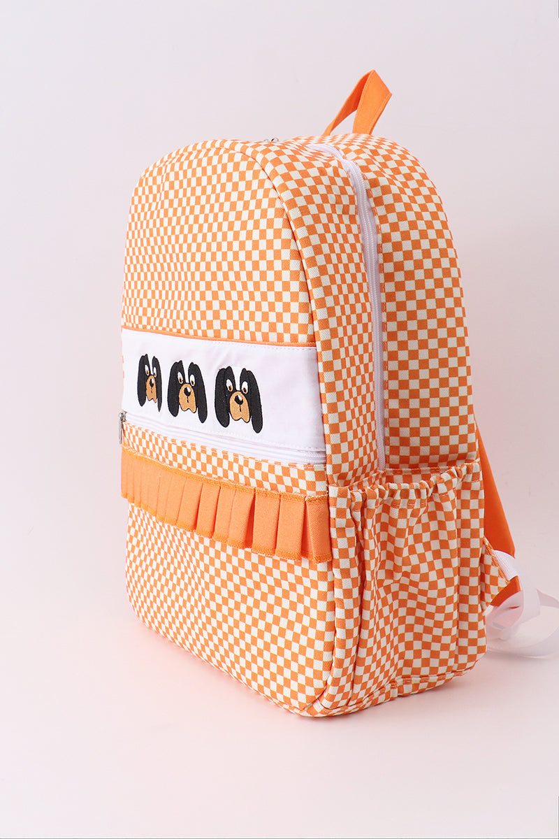 Orange Tennessee embroidery checkered ruffle backpack - Aaria Tees Aaria Tees