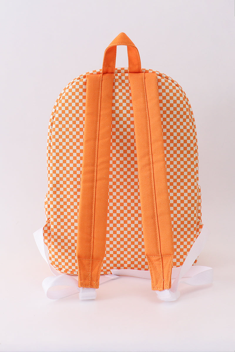 Orange Tennessee embroidery checkered ruffle backpack - Aaria Tees Aaria Tees