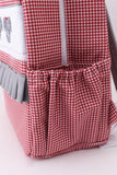 Red Alabama embroidery gingham ruffle backpack - Aaria Tees Aaria Tees