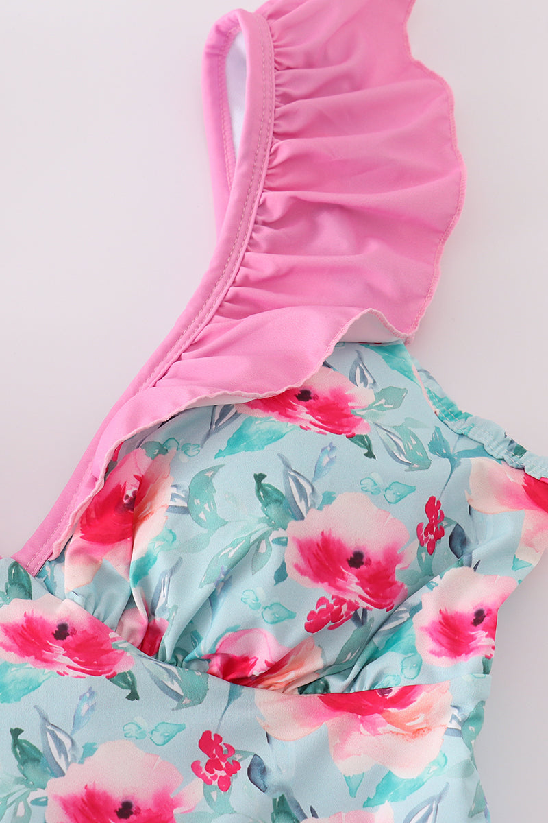Blushing rose garden print mom swimsuit - Aaria Tees Aaria Tees