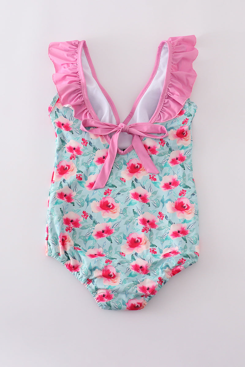 Blushing rose garden print mom swimsuit - Aaria Tees Aaria Tees