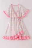 Pink floral print mom ruffle dress - Aaria Tees Aaria Tees