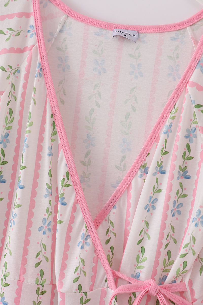 Pink floral print mom ruffle dress - Aaria Tees Aaria Tees