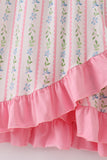 Pink floral print mom ruffle dress - Aaria Tees Aaria Tees