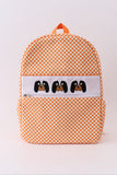 Orange Tennessee embroidery checkered backpack - Aaria Tees Aaria Tees