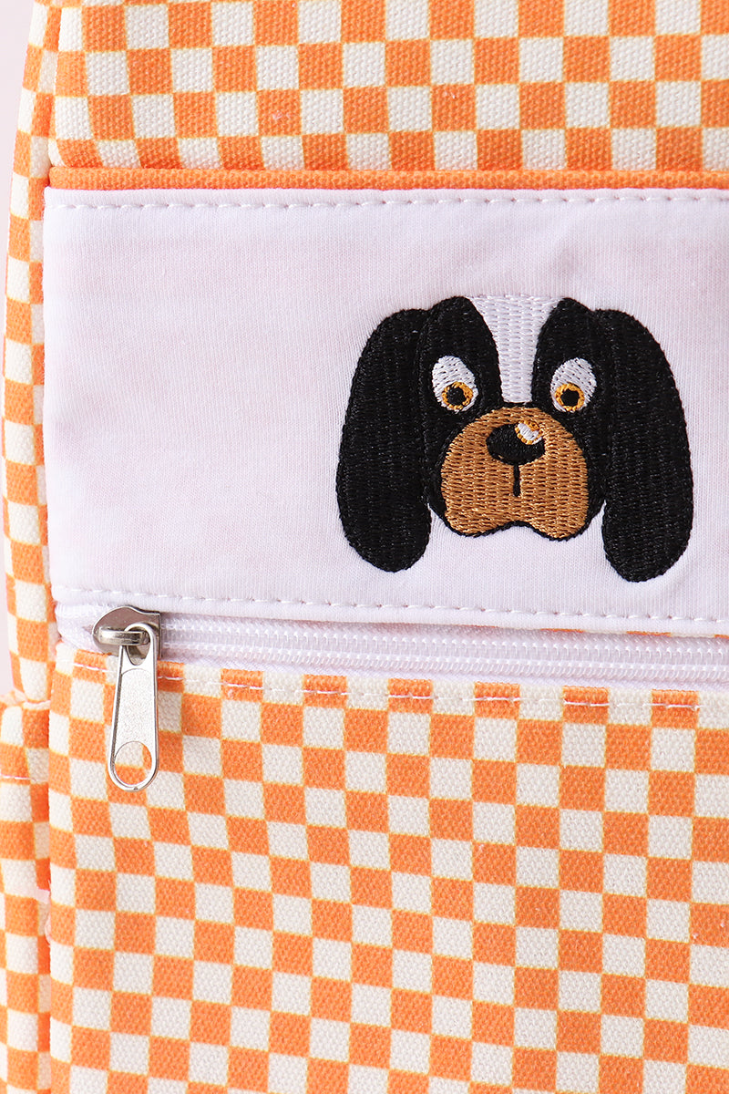 Orange Tennessee embroidery checkered backpack - Aaria Tees Aaria Tees
