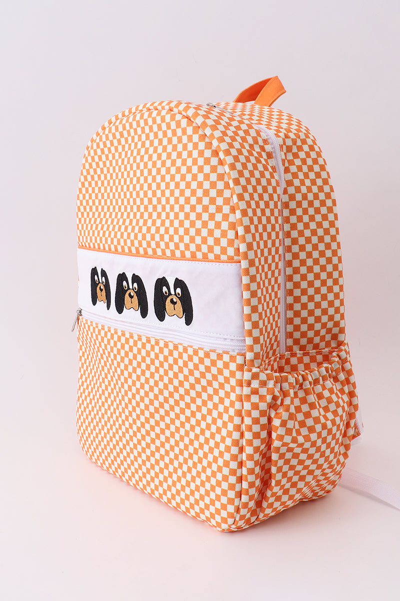 Orange Tennessee embroidery checkered backpack - Aaria Tees Aaria Tees