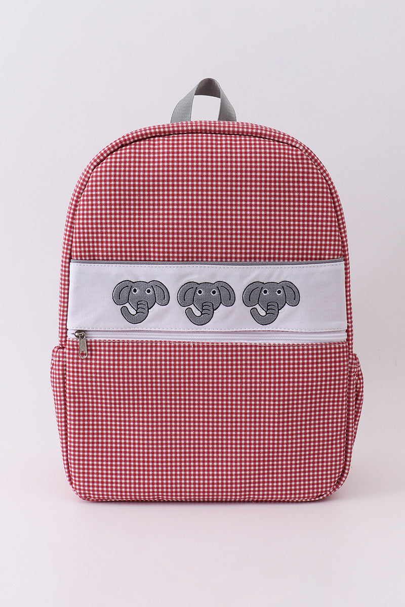 Red Alabama embroidery gingham backpack - Aaria Tees Aaria Tees