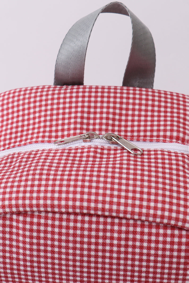 Red Alabama embroidery gingham backpack - Aaria Tees Aaria Tees