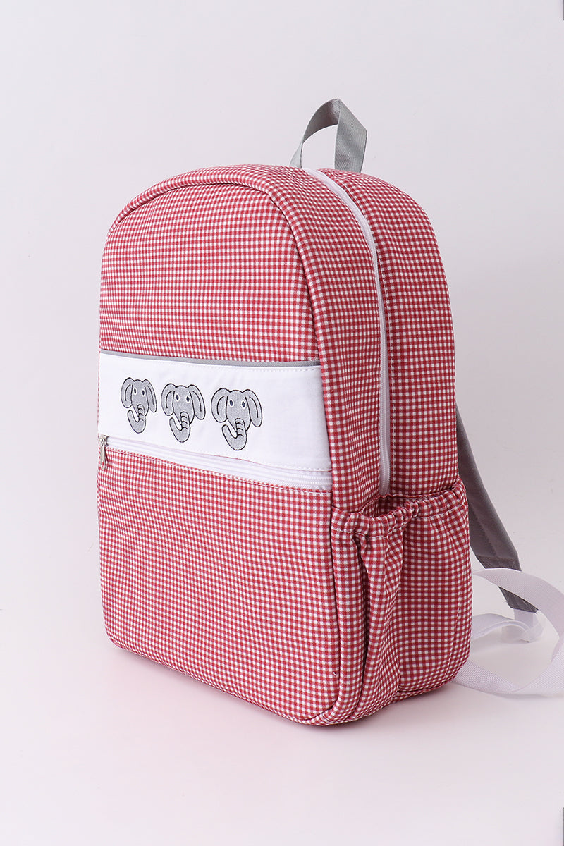 Red Alabama embroidery gingham backpack - Aaria Tees Aaria Tees