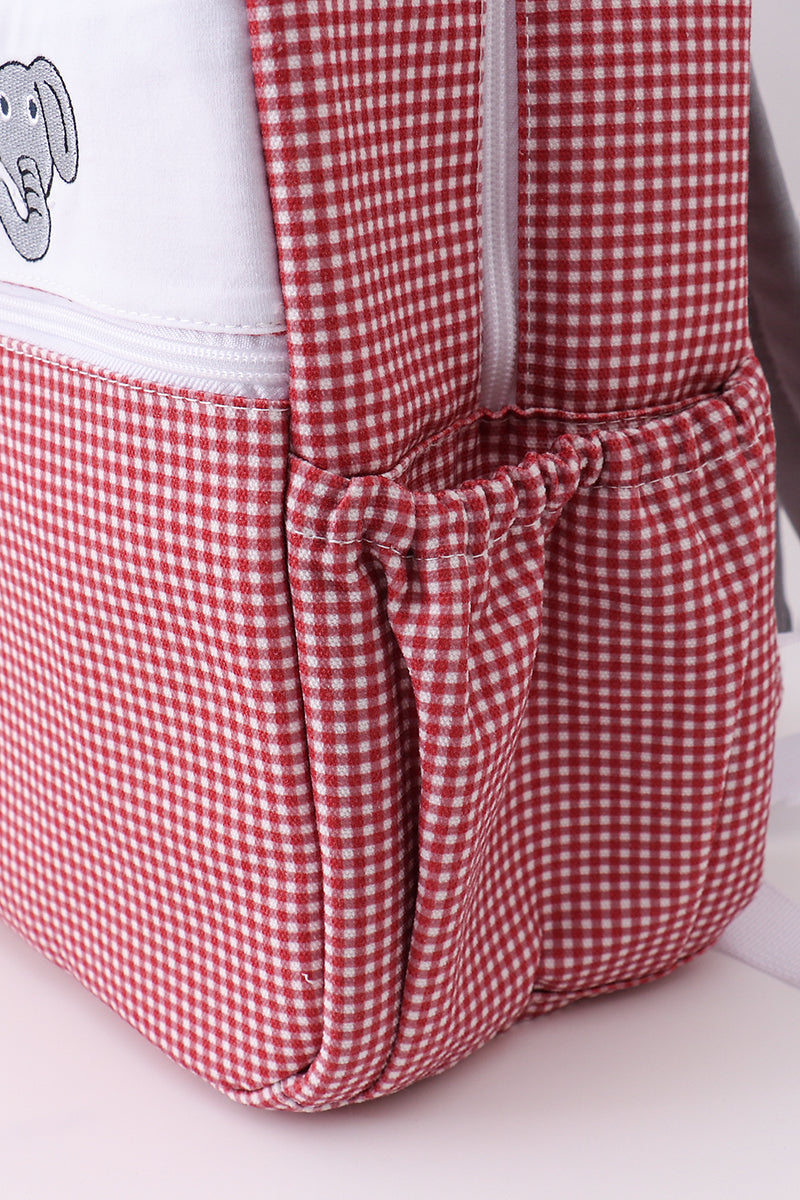 Red Alabama embroidery gingham backpack - Aaria Tees Aaria Tees