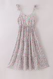 Mint pink floral print mom&me tiered dress - Aaria Tees Aaria Tees