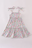 Mint pink floral print mom&me tiered dress - Aaria Tees Aaria Tees