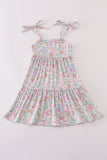 Mint pink floral print mom&me tiered dress - Aaria Tees Aaria Tees