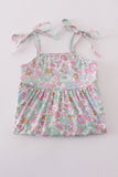 Mint pink floral print mom&me tiered dress - Aaria Tees Aaria Tees
