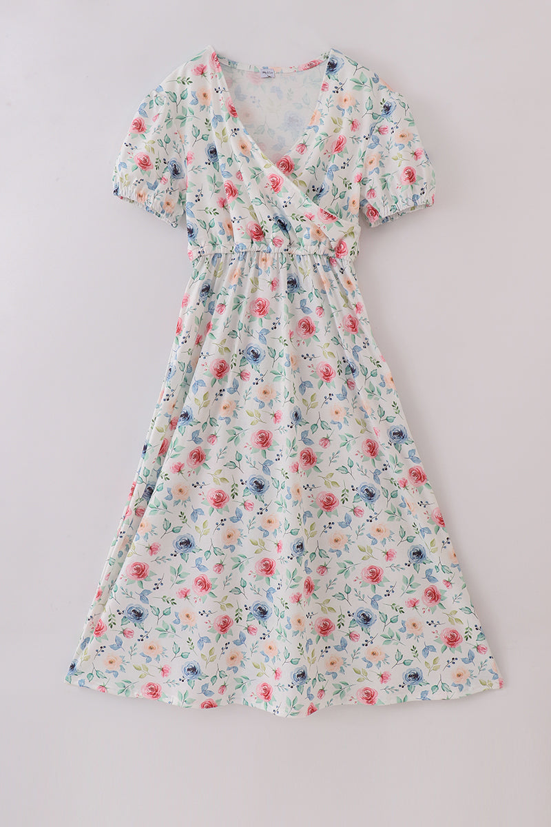 Green garden rose mom dress - Aaria Tees Aaria Tees
