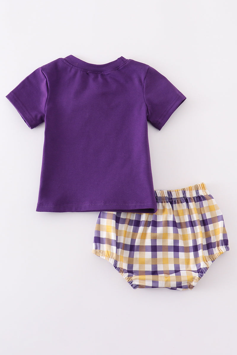 Purple gold LSU applique bloomer set - Aaria Tees Aaria Tees