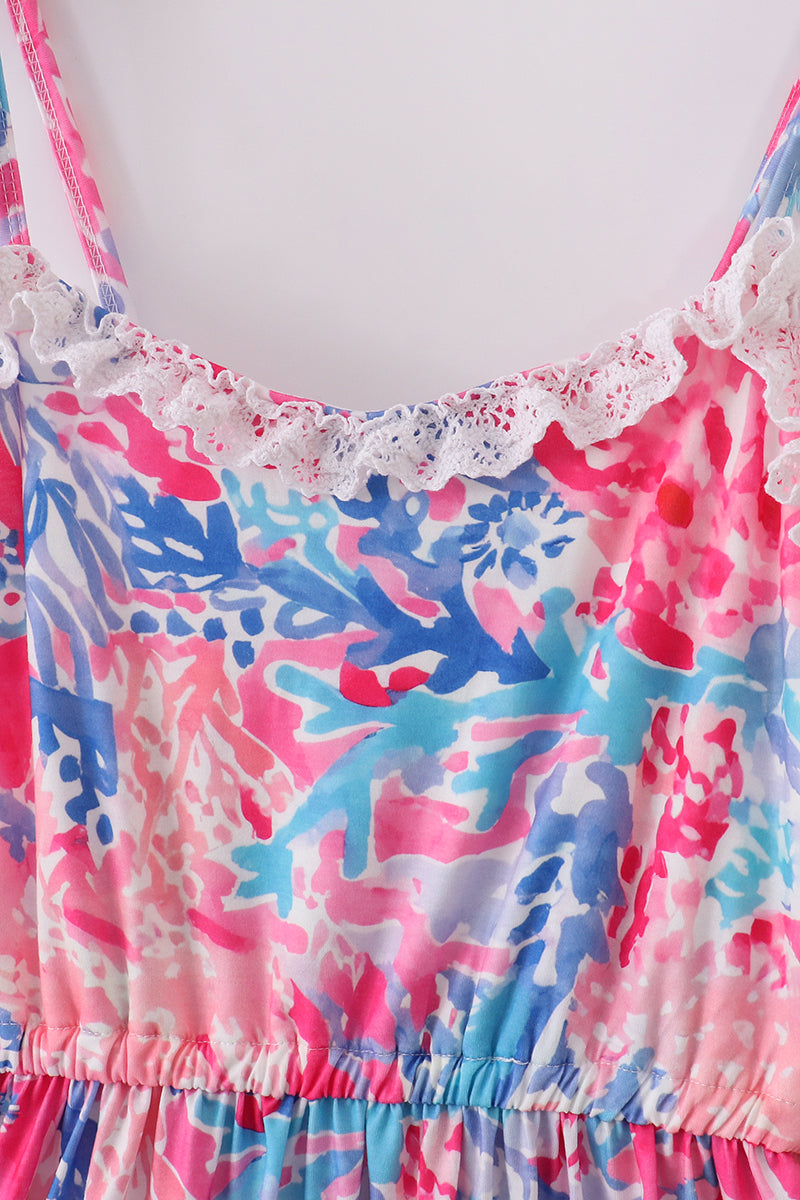 Tropical Sunset Waves mom tiered dress - Aaria Tees Aaria Tees