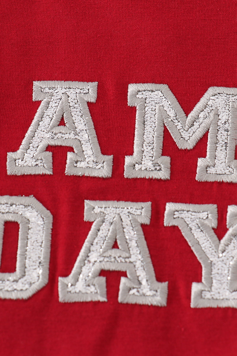 Maroon Alabama GAME DAY glitter shorts set - Aaria Tees Aaria Tees