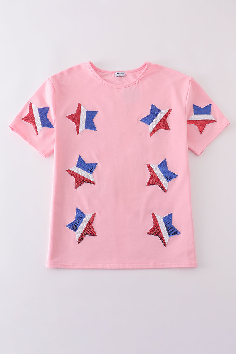 Pink star sequin mom&me top - Aaria Tees Aaria Tees
