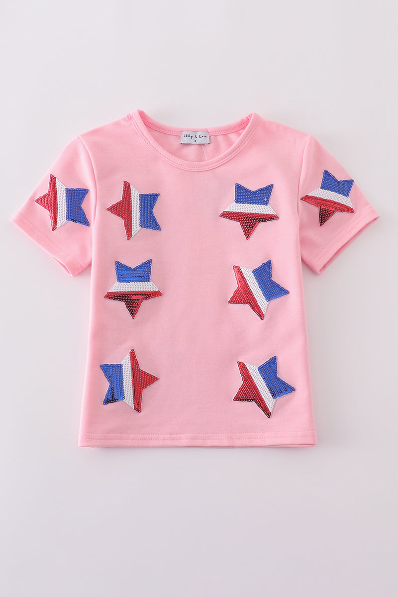 Pink star sequin mom&me top - Aaria Tees Aaria Tees