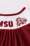 Mississippi MSU embroidery smocked gingham ruffle set - Aaria Tees Aaria Tees