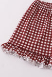 Mississippi MSU embroidery smocked gingham ruffle set - Aaria Tees Aaria Tees