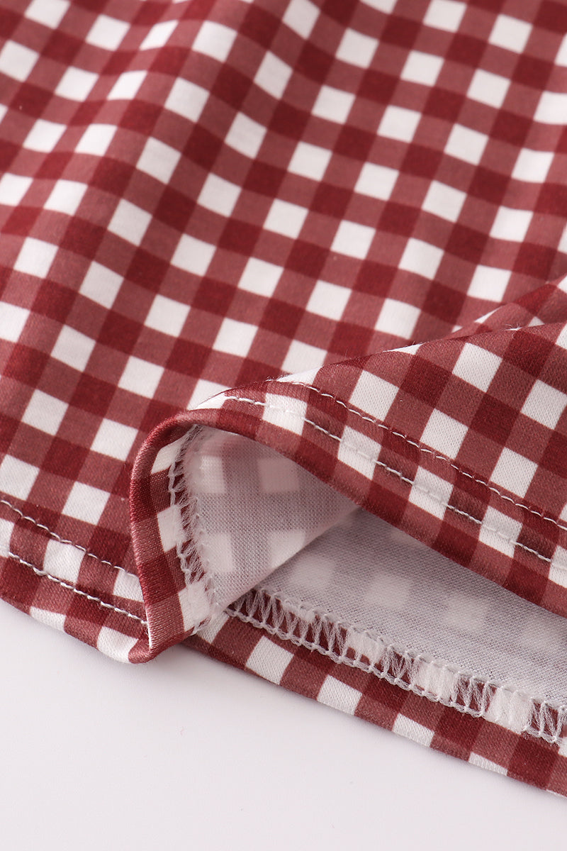 Mississippi MSU embroidery smocked gingham dress - Aaria Tees Aaria Tees