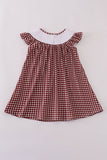 Mississippi MSU embroidery smocked gingham dress - Aaria Tees Aaria Tees