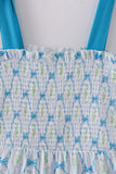 Blue floral bow tie strap mom dress - Aaria Tees Aaria Tees