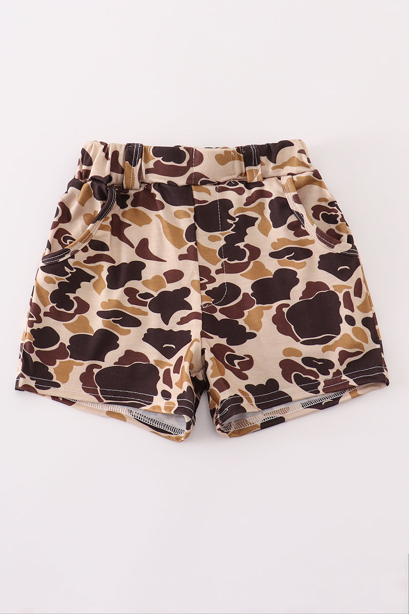 Brown camouflage print dad&me shorts - Aaria Tees Aaria Tees