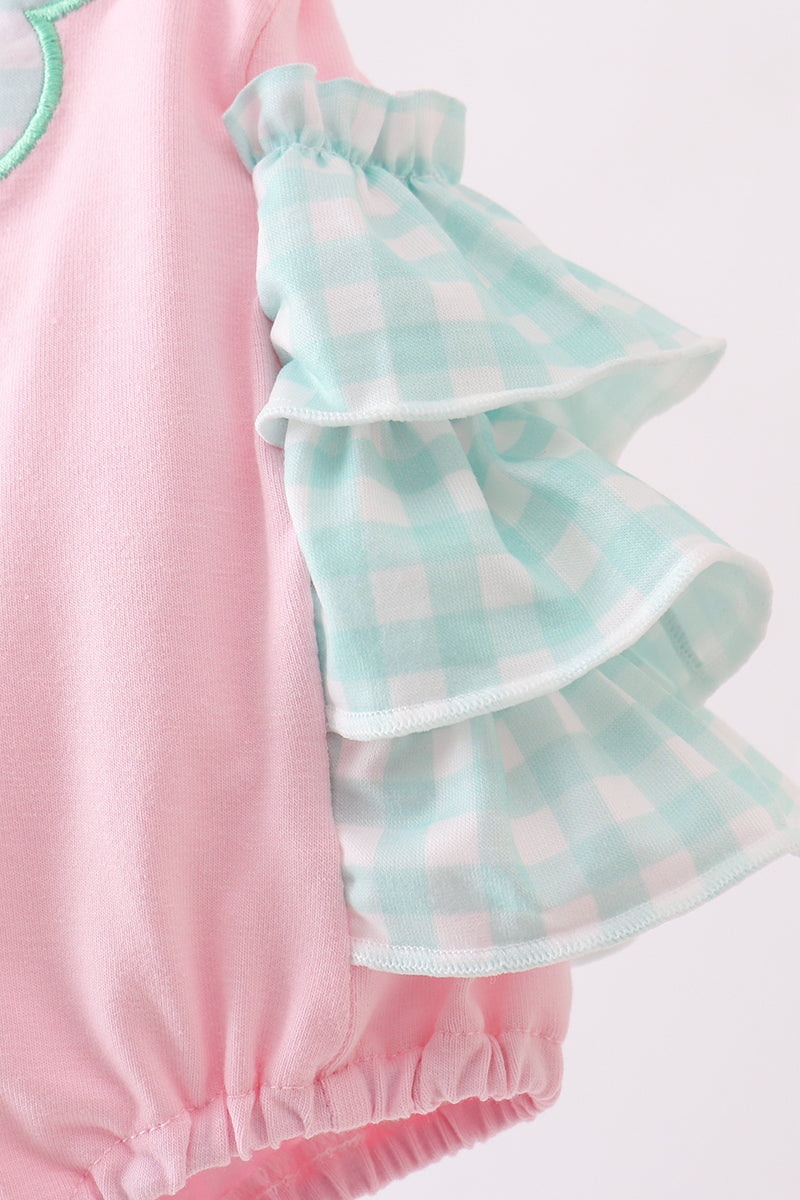 Pink Strawberry Applique Knit Bubble - Aaria Tees Aaria Tees