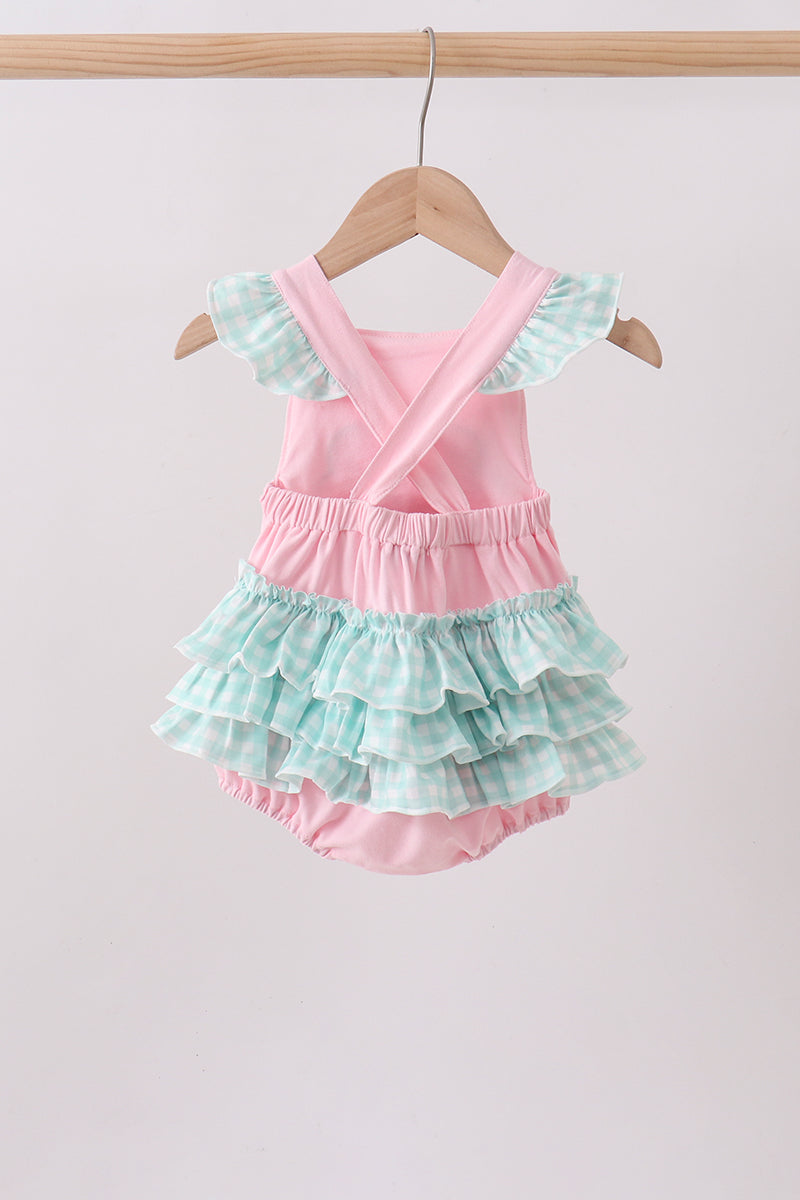 Pink Strawberry Applique Knit Bubble - Aaria Tees Aaria Tees
