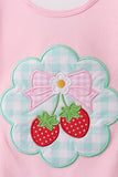 Pink Strawberry Applique Knit Set - Aaria Tees Aaria Tees