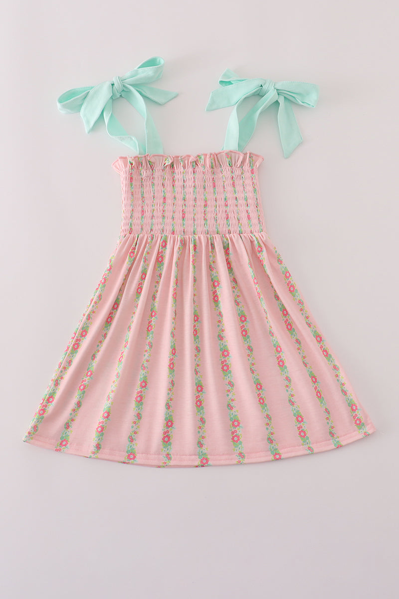 Pink floral smocked mom&me dress - Aaria Tees Aaria Tees