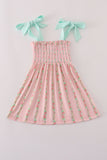 Pink floral smocked mom&me dress - Aaria Tees Aaria Tees