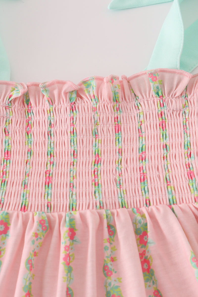 Pink floral smocked mom&me dress - Aaria Tees Aaria Tees
