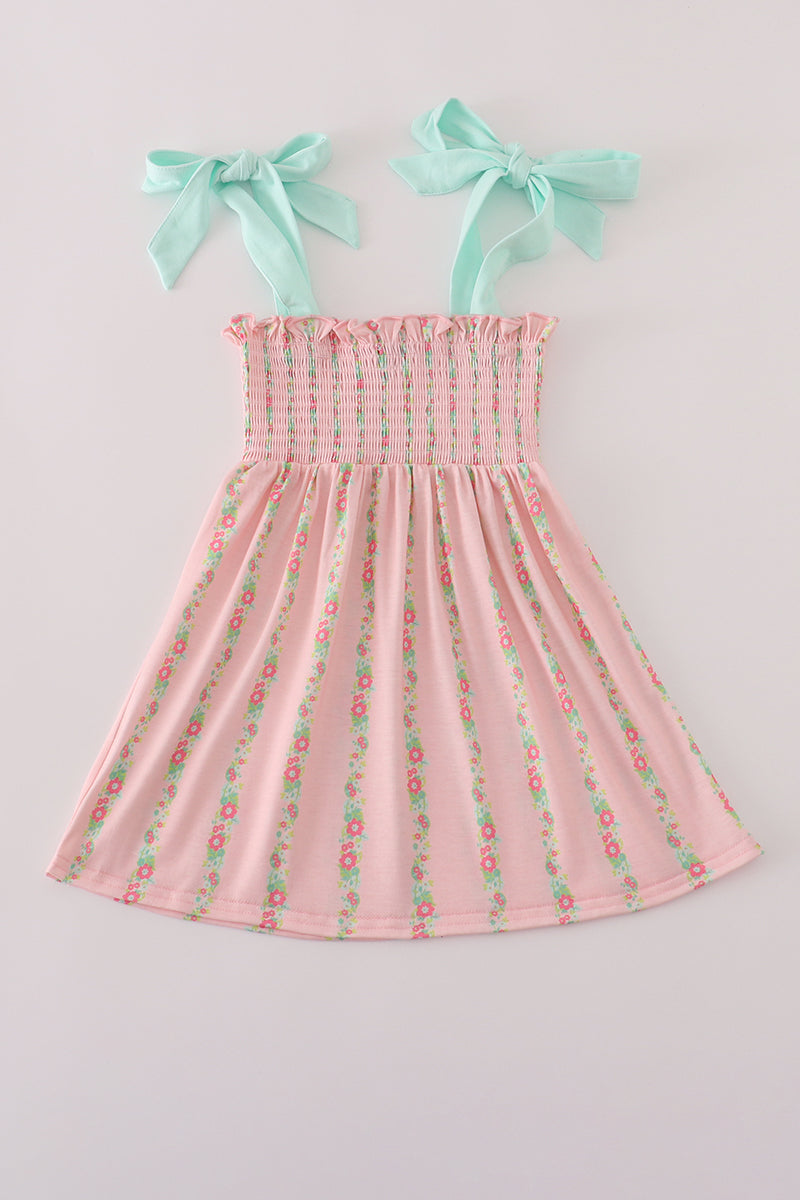 Pink floral smocked mom&me dress - Aaria Tees Aaria Tees