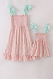 Pink floral smocked mom&me dress - Aaria Tees Aaria Tees