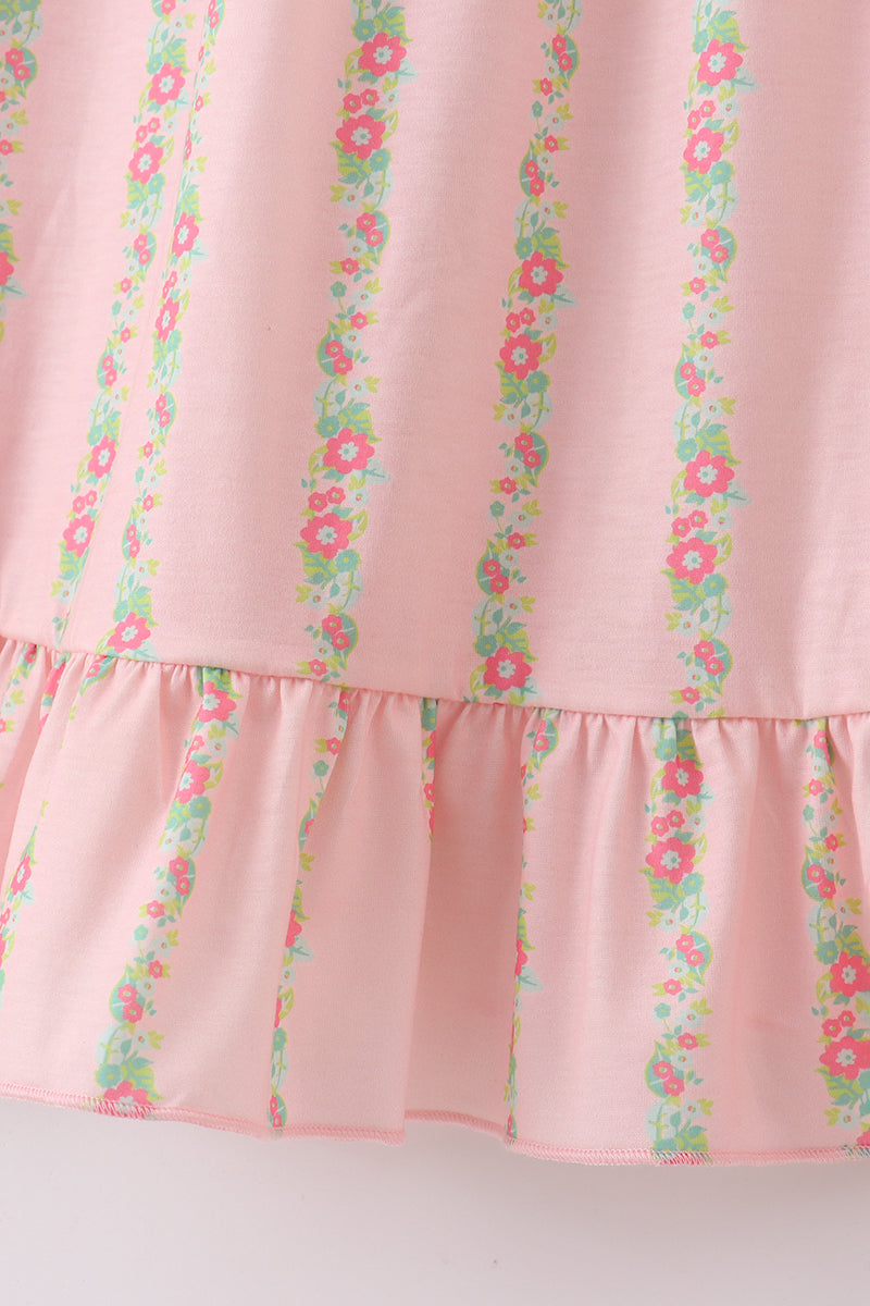 Pink floral smocked mom&me dress - Aaria Tees Aaria Tees