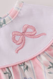 Pink Bow Embroidered Bow Bubble Aaria Tees