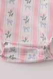 Pink Bow Embroidered Bow Bubble Aaria Tees